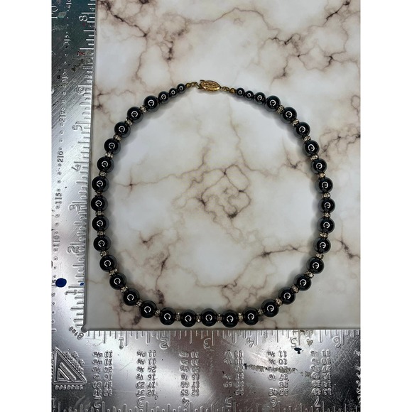 9Vintage Hematite 14k Necklace | Maximalist Hematite Jewelry |Protective Jewelry - Picture 7 of 7